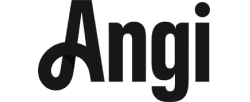 A logo of ANGI, a home services marketplace, on a white background