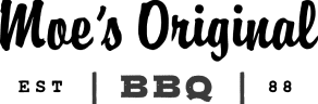 A black and white image of the Moe's Original Logo
