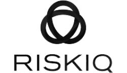 A black and white image of the Riskiq logo