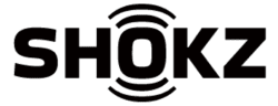 A black and white image of the Shokz Logo